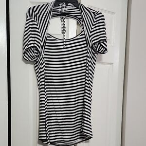 Striped Black and White Women's Top